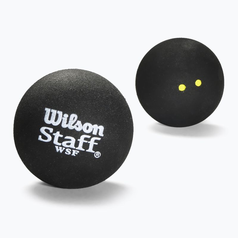 Palline da squash Wilson Staff Ball Double Yellow Dot 3 pezzi nero.