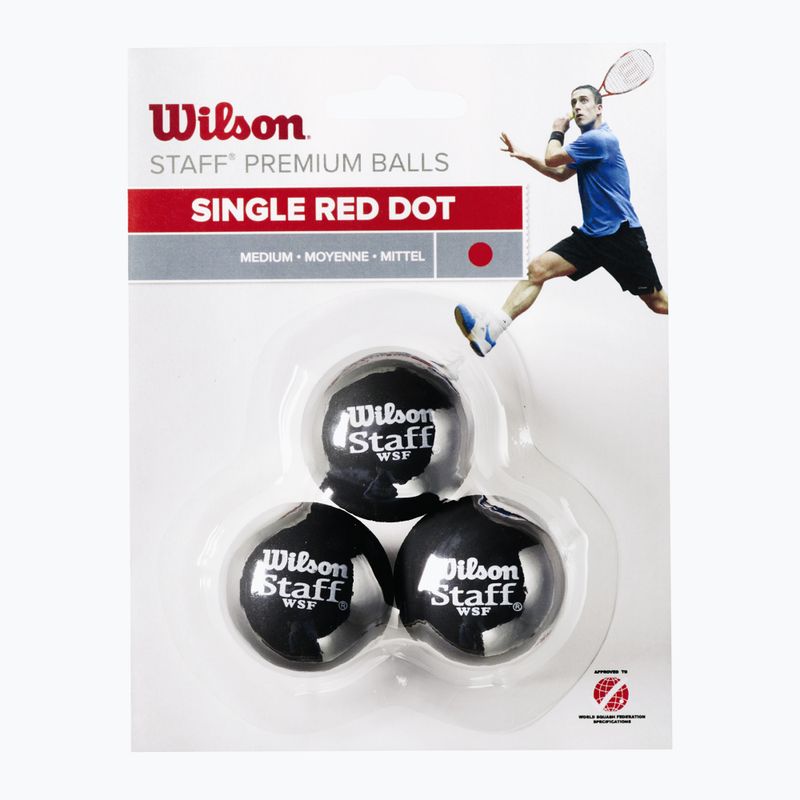 Palline da squash Wilson Staff Ball Red Dot 3 pezzi nero. 2