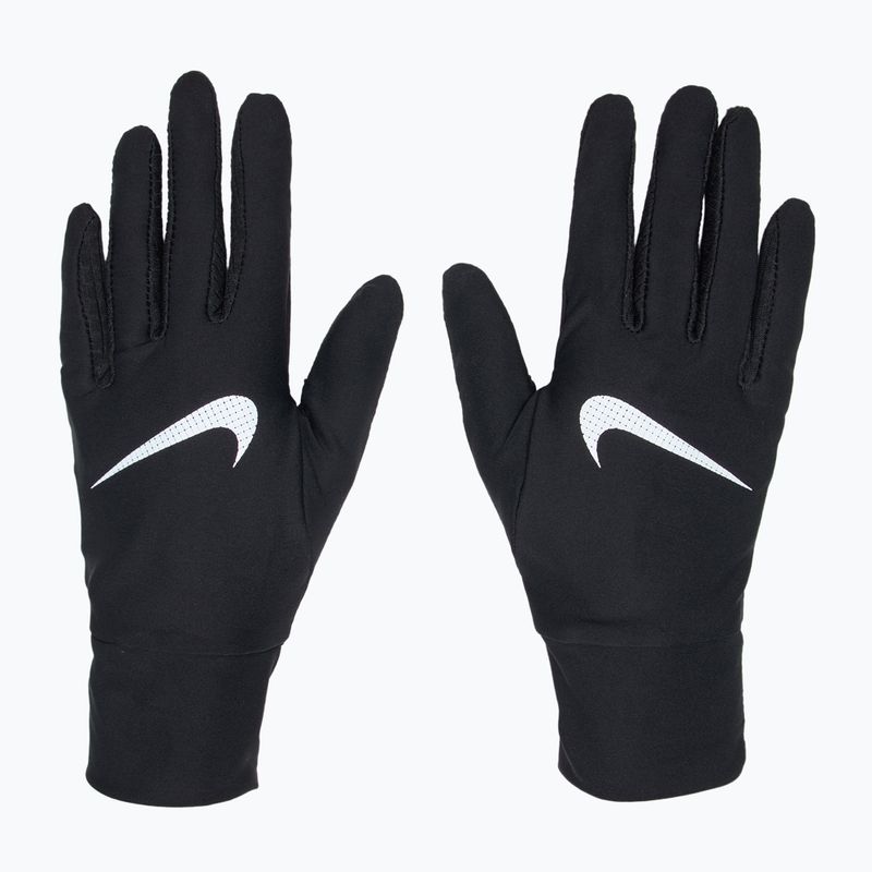 Set fascia da braccio + guanti da donna Nike Essential Running nero/nero/argento 2