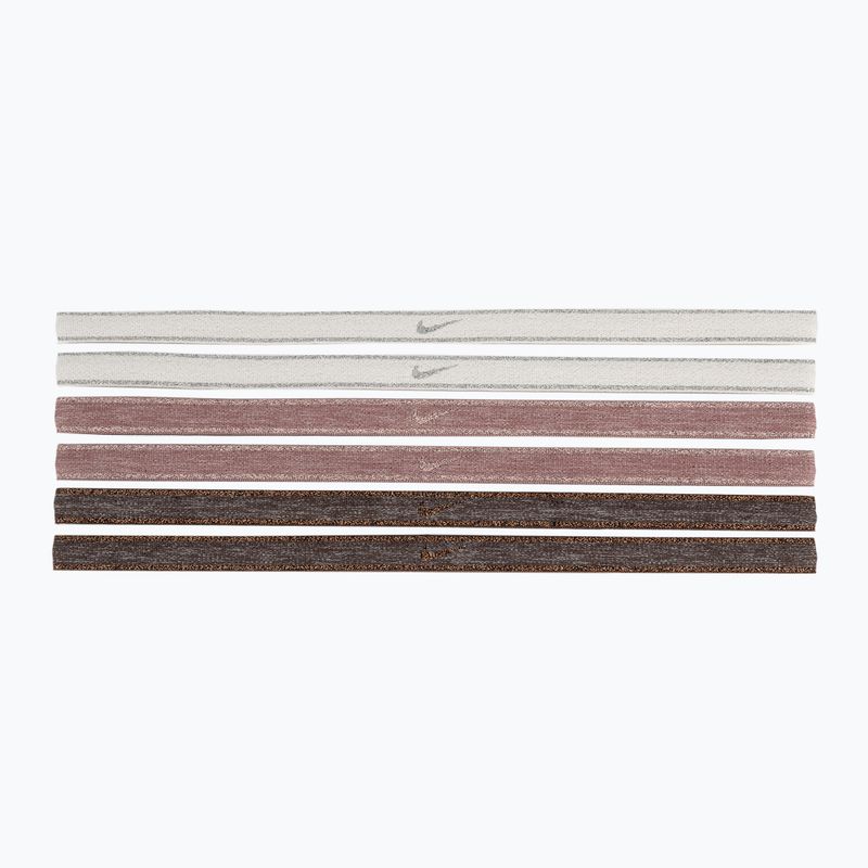 Fasce Nike Swoosh Sport Metallic 6 pezzi marrone/malva fumé/argento metallico 2