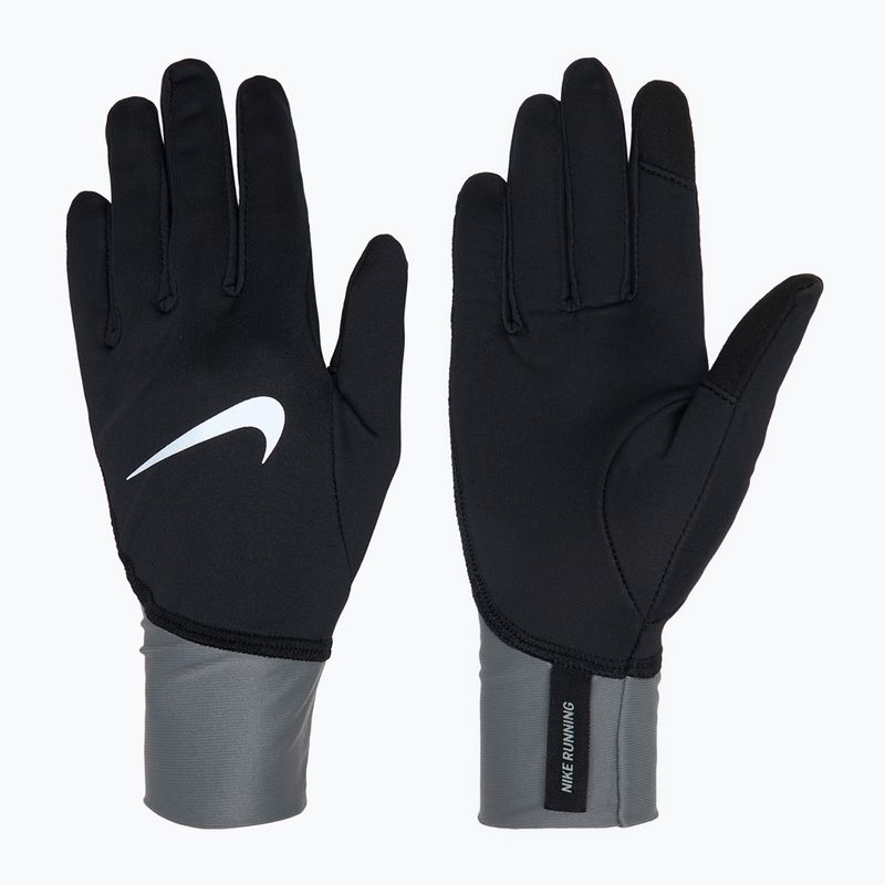 Guanti da corsa Nike Pacer Midweight RG da donna nero/grigio fumo/argento