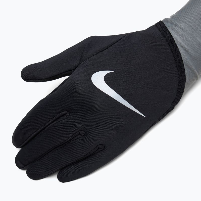 Guanti da corsa Nike Pacer Midweight RG da donna nero/grigio fumo/argento 4