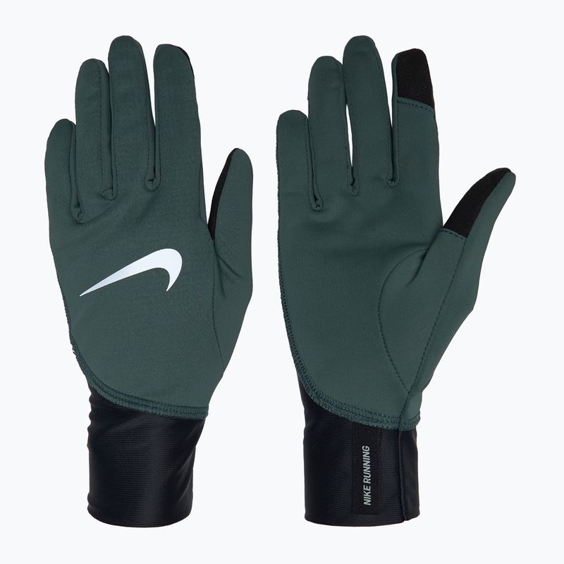 Guanti da corsa Nike Pacer Midweight RG da donna verde vintage/nero/argento