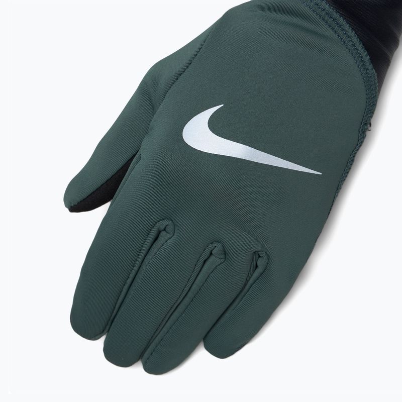 Guanti da corsa Nike Pacer Midweight RG da donna verde vintage/nero/argento 3