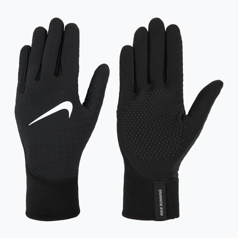 Guanti da corsa Nike Therma-Fit Pacer Sphere Midweight RG da uomo, nero/nero/argento