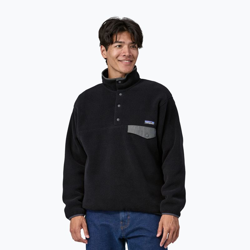 Patagonia felpa in pile da uomo Synch Snap-T P/O nero/grigio forge