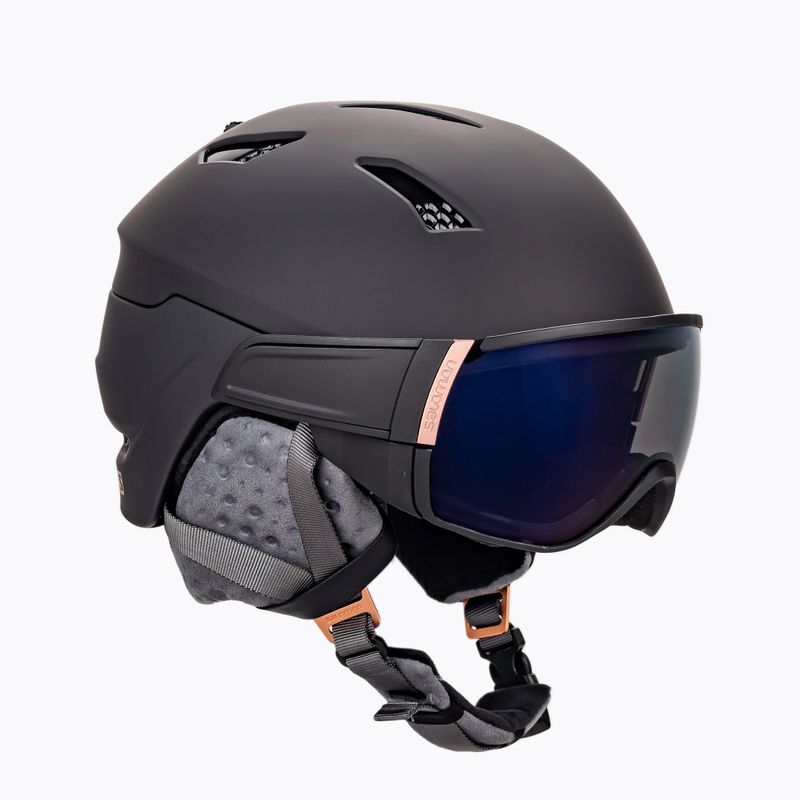 Casco da sci da donna Salomon Mirage nero oro rosa