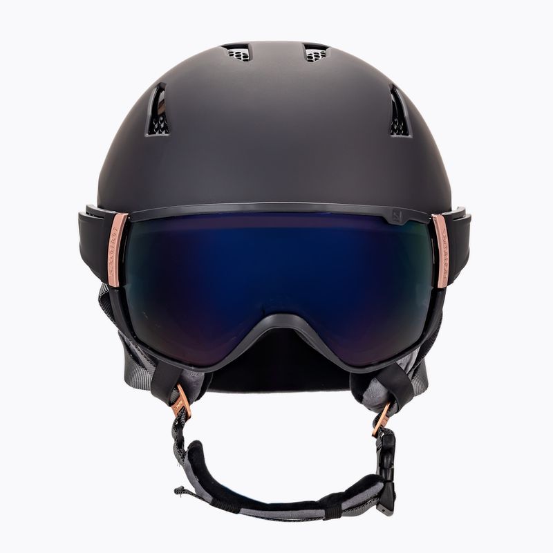 Casco da sci da donna Salomon Mirage nero oro rosa 2