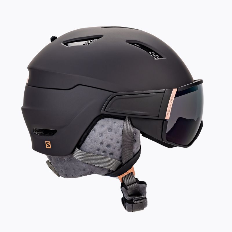 Casco da sci da donna Salomon Mirage nero oro rosa 4