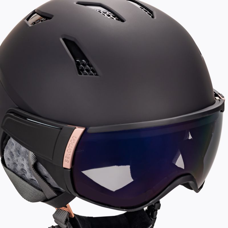 Casco da sci da donna Salomon Mirage nero oro rosa 7