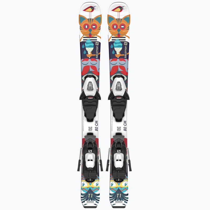 Sci da discesa per bambini Salomon T1 XS + attacchi C5 multicolore 9