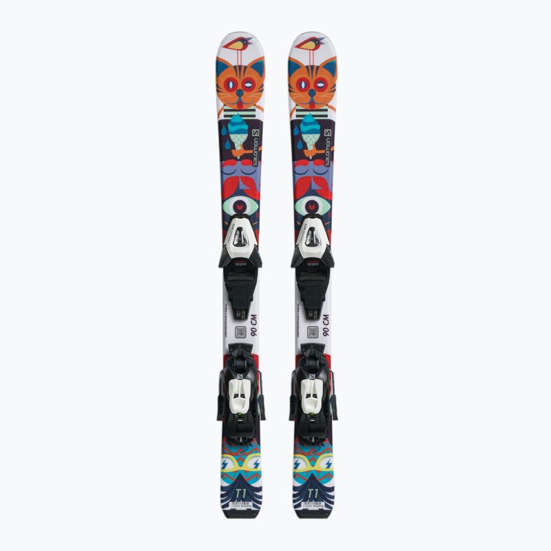 Sci da discesa per bambini Salomon T1 XS + attacchi C5 multicolore