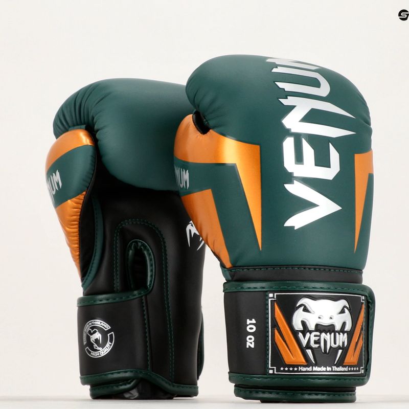 Guanti da boxe Venum Elite verde/bronzo/argento 6