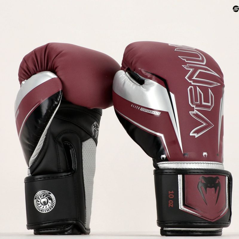 Guantoni da boxe Venum Elite Evo bordeaux/argento 6