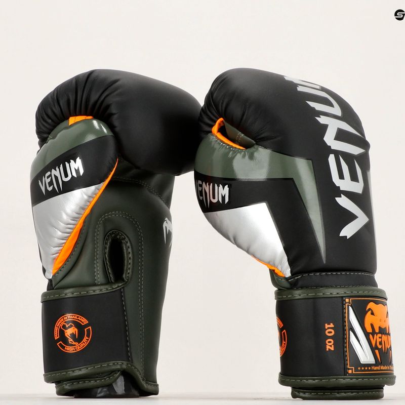 Guantoni da boxe Venum Elite nero/argento/kaki 6