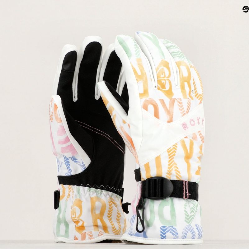 Guanti da snowboard da donna ROXY Jetty nero brillante bianco sapone 9