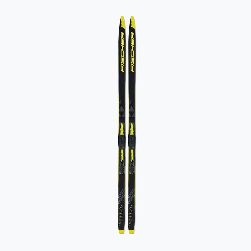 Sci di fondo Fischer Sprint Crown per bambini + attacchi Tour Step-In nero/giallo 10