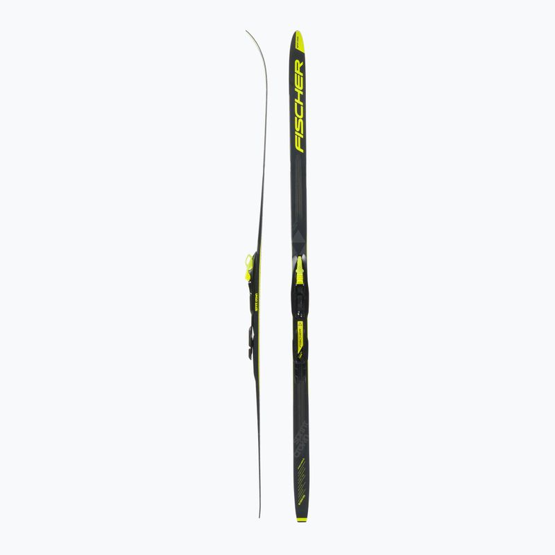 Sci di fondo Fischer Sprint Crown per bambini + attacchi Tour Step-In nero/giallo 2