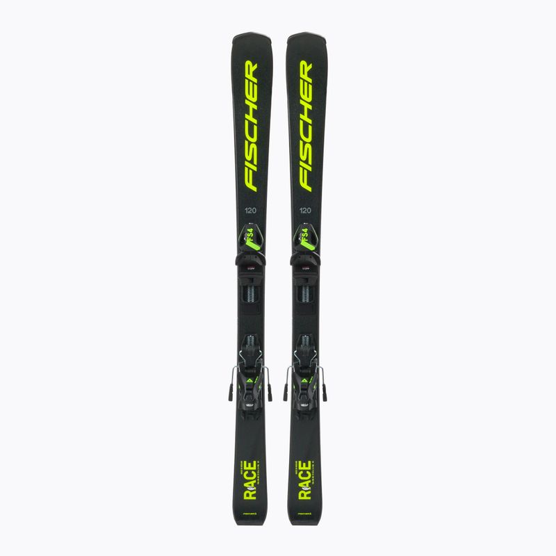 Sci da discesa per bambini Fischer RC4 RACE JRs + attacchi FJ4 CA JRs nero/giallo