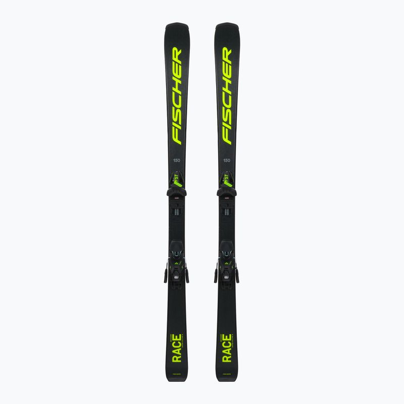 Sci da discesa per bambini Fischer RC4 RACE JRs + attacchi FJ7 CA JRs nero/giallo