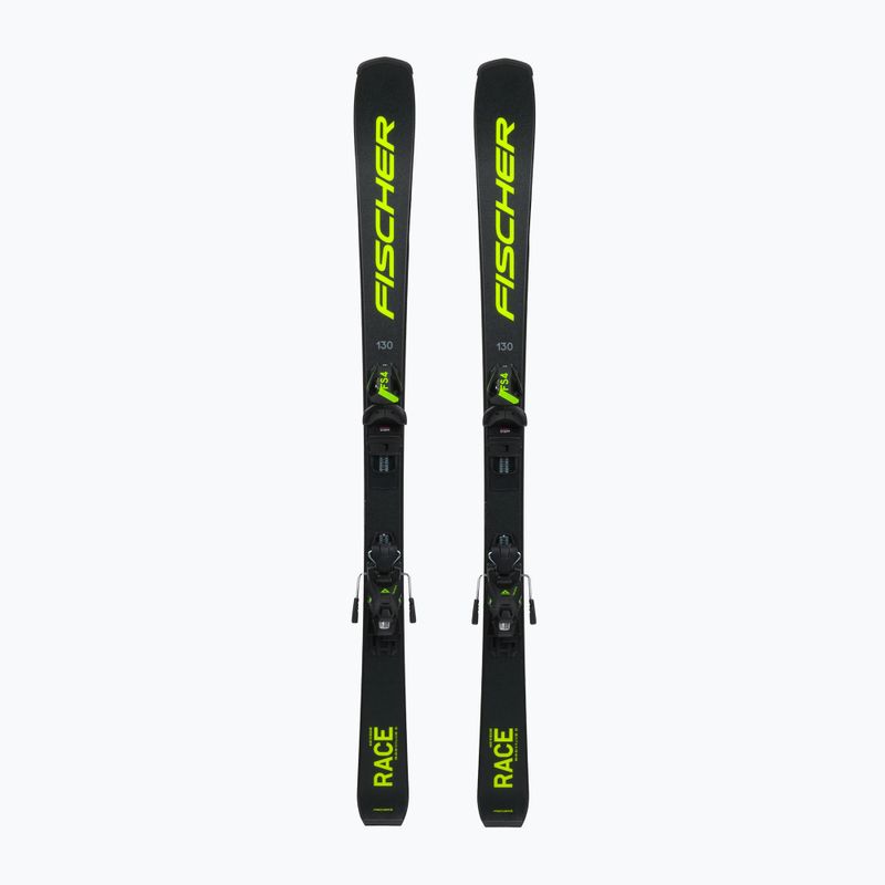 Sci da discesa per bambini Fischer RC4 RACE JRs + attacchi FJ4 CA JRs nero/giallo
