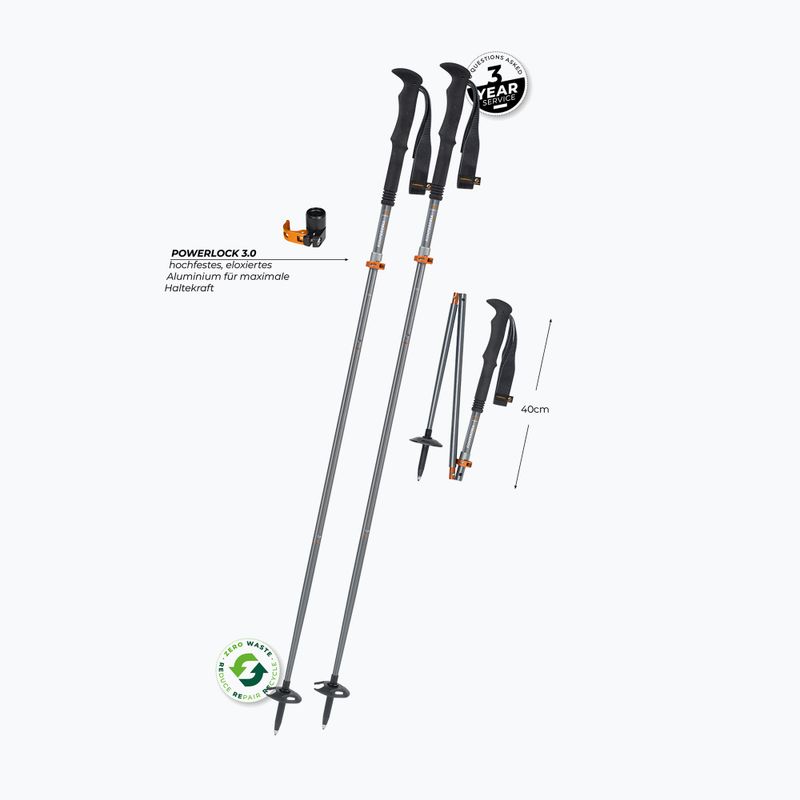 Bastoncini da trekking Komperdell FX Lite Ti Vario argento/arancio 2