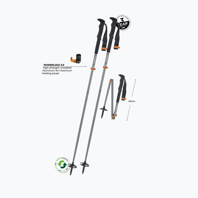 Bastoncini da trekking Komperdell FX Lite Ti Vario Compact argento/arancio 2
