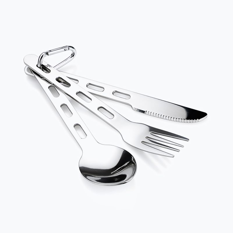 GSI Outdoors Glacier Set di posate ad anello in acciaio inossidabile spazzolato