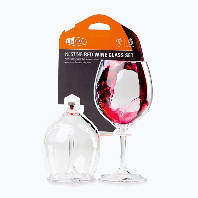 GSI Outdoors Bicchieri da vino rossi a nido 2 pezzi trasparenti 3