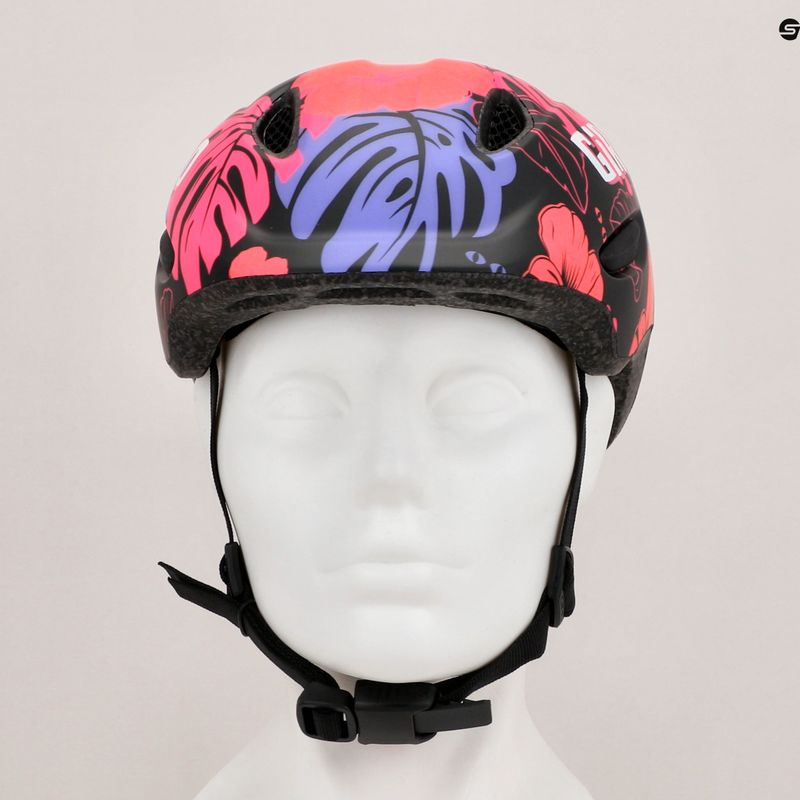 Casco da bici per bambini Giro Scamp Integrated MIPS nero opaco floreale 12