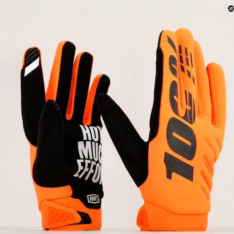 Guanti da ciclismo da uomo 100% Brisker arancio fluo/nero 6
