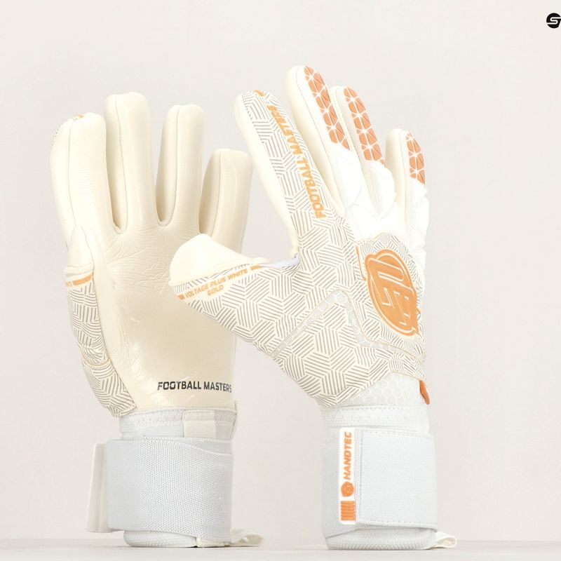 Guanti da portiere Football Masters Voltage Plus NC v 4.0 bianco/oro 8