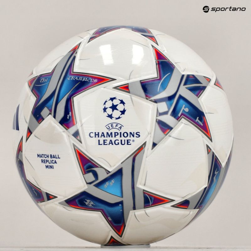 adidas UCL Mini 23/24 bianco / argento metallico / ciano brillante dimensioni 1 calcio 5