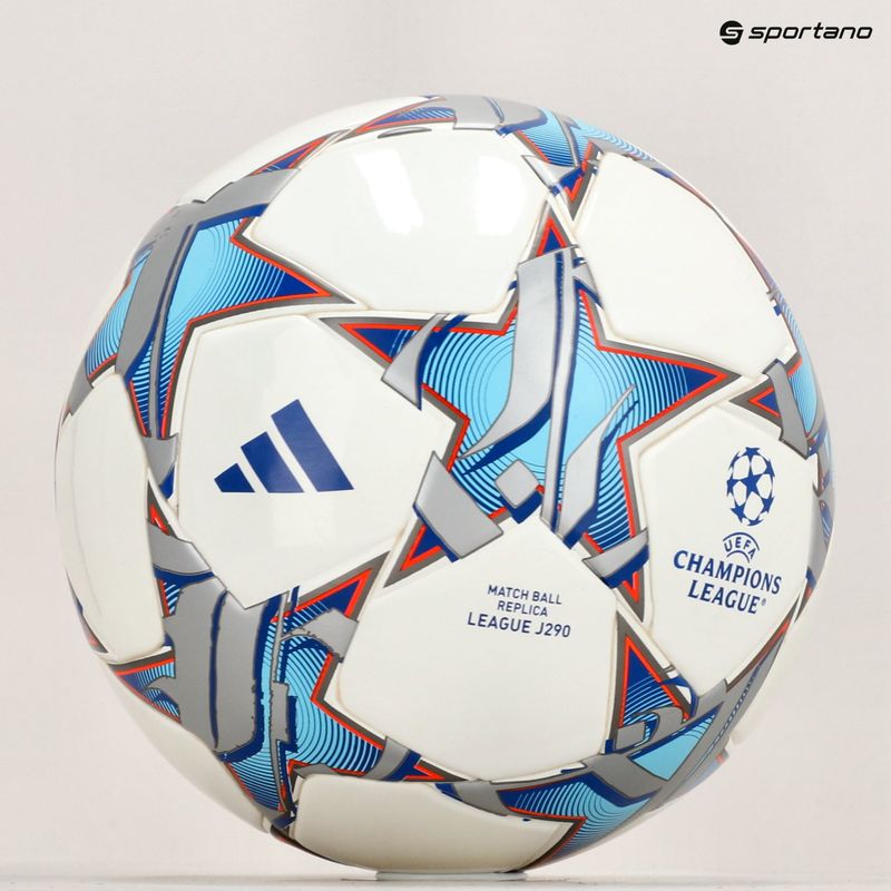 adidas UCL Junior 290 League calcio 23/24 bianco / argento metallico / ciano brillante taglia 4 5
