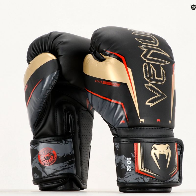 Guantoni da boxe Venum Elite Evo nero/oro 9