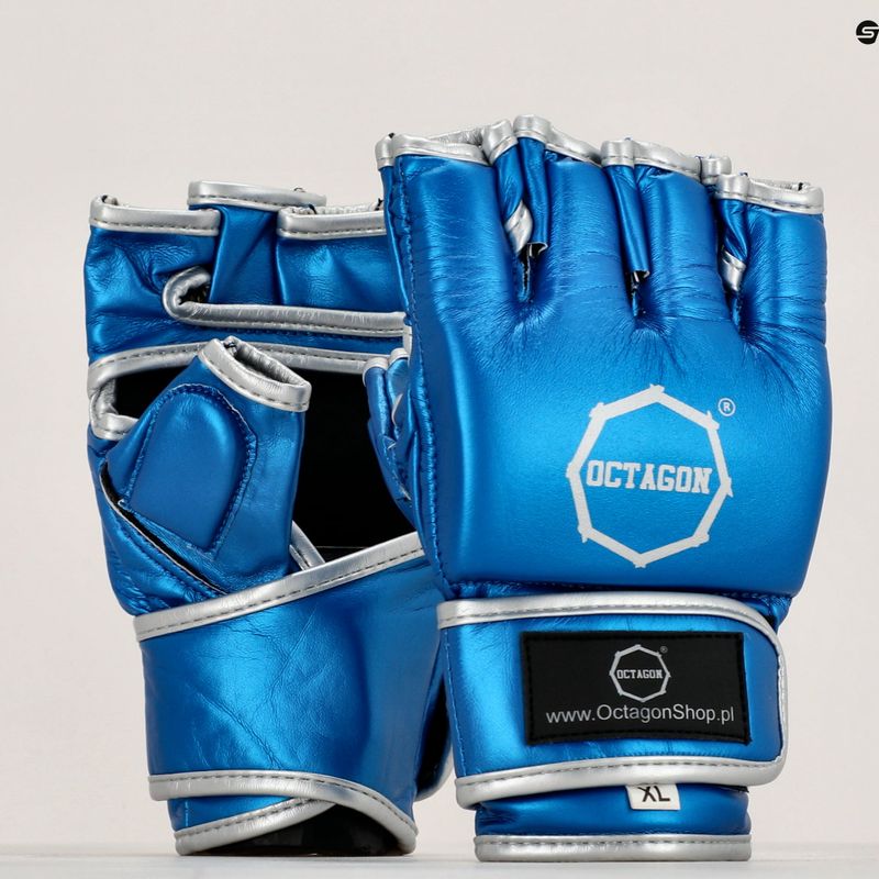 Guanti da grappling Octagon MMA blu metallizzato 7