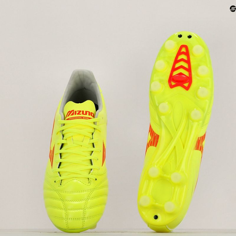 Scarpe da calcio Mizuno Morelia Neo IV Pro MD giallo sicurezza/fuoco corallo 2/galaxy argento uomo 11