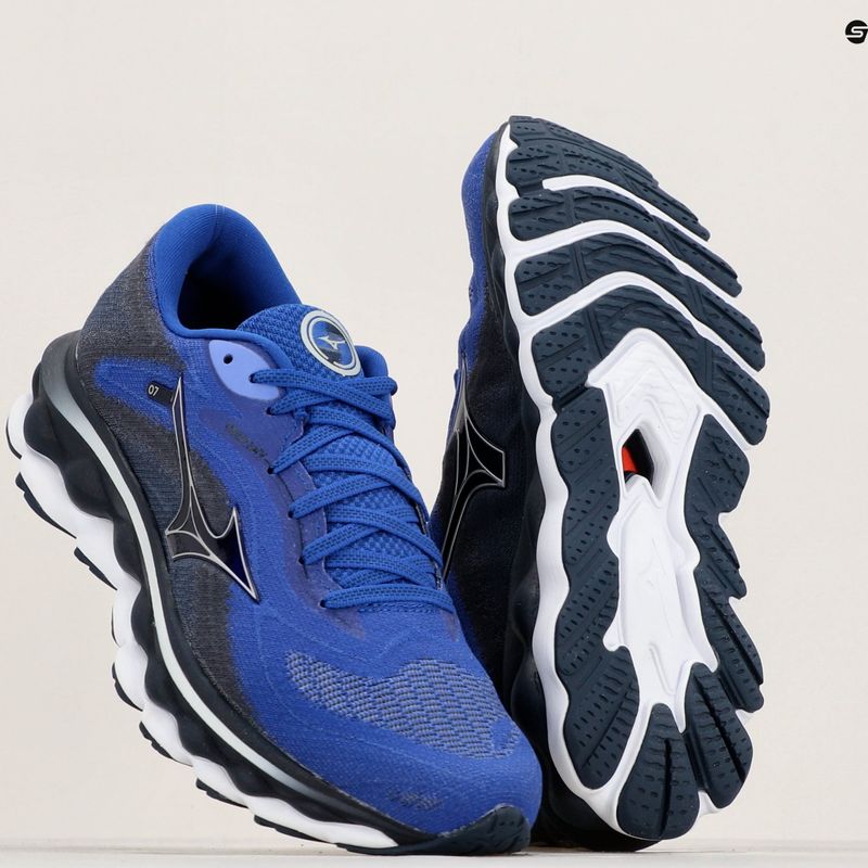 Scarpe da corsa da uomo Mizuno Wave Sky 7 naviga nel web/argento/azzurro 9