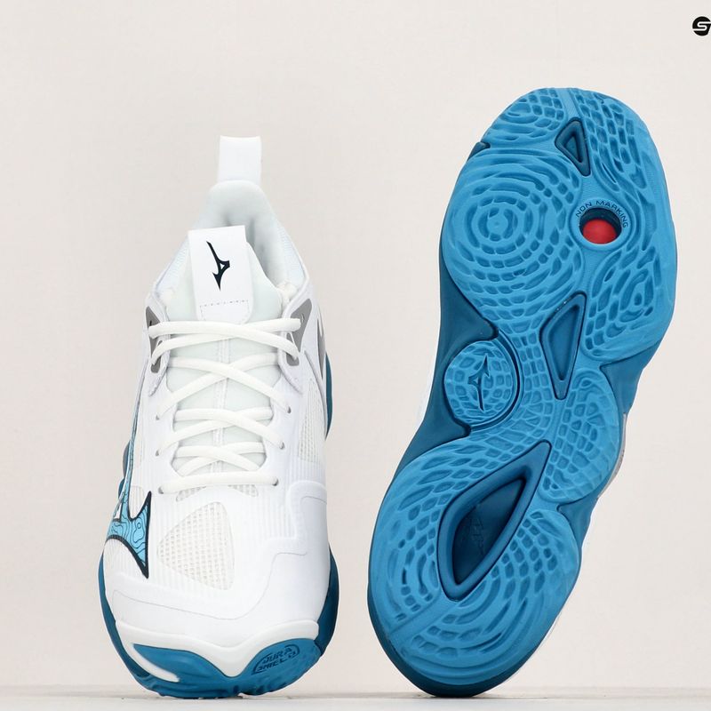 Scarpe da pallavolo da uomo Mizuno Wave Momentum 3 bianco/blu marina/argento 10