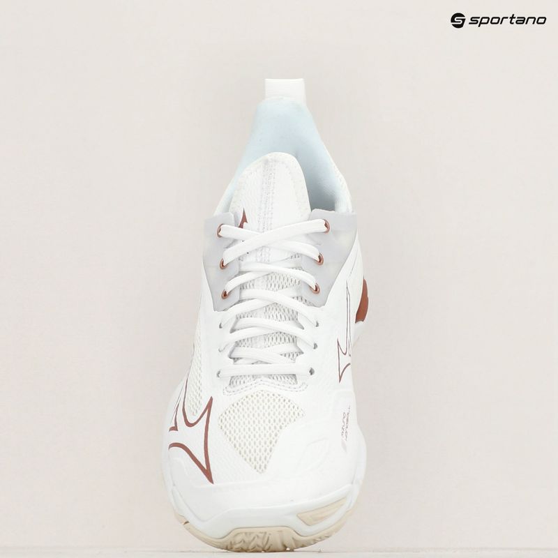 Scarpe da corsa da uomo Mizuno Wave Rebellion Sonic 2 bianco/corallo caldo/nebbia di porto 9