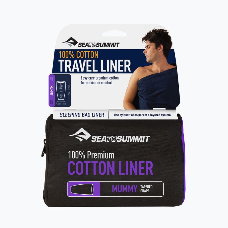 Sea to Summit Premium Cotton Mummy inserto per sacco a pelo blu navy
