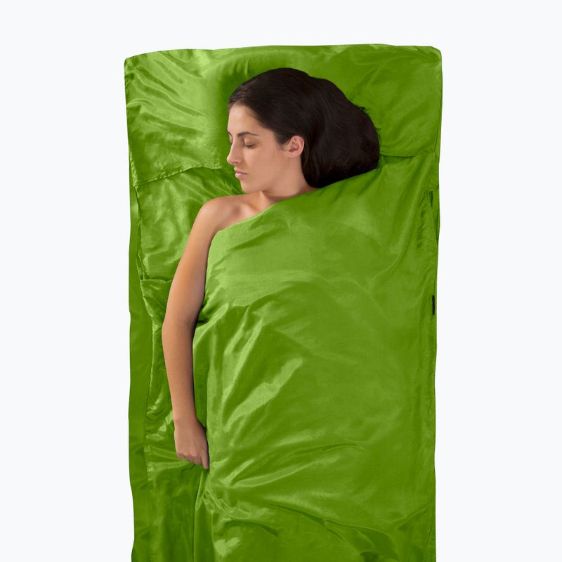 Sea to Summit Traveller in seta/cotone con cuscino Slip verde Inserto per sacco a pelo 4