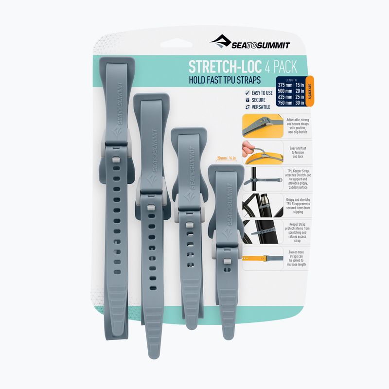 Set di cinghie di fissaggio Sea to Summit Stretch Loc grigio