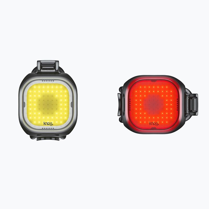 Set di luci per bicicletta Knog Blinder Mini Square Twinpack nero