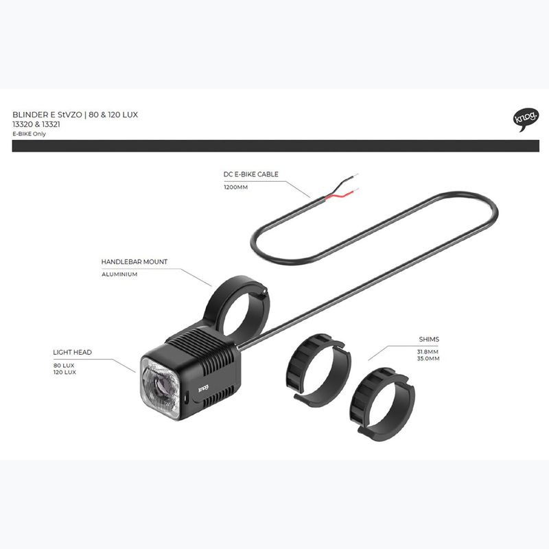 Knog Blinder E 80 Lux StVZO luce anteriore per bicicletta nera 4