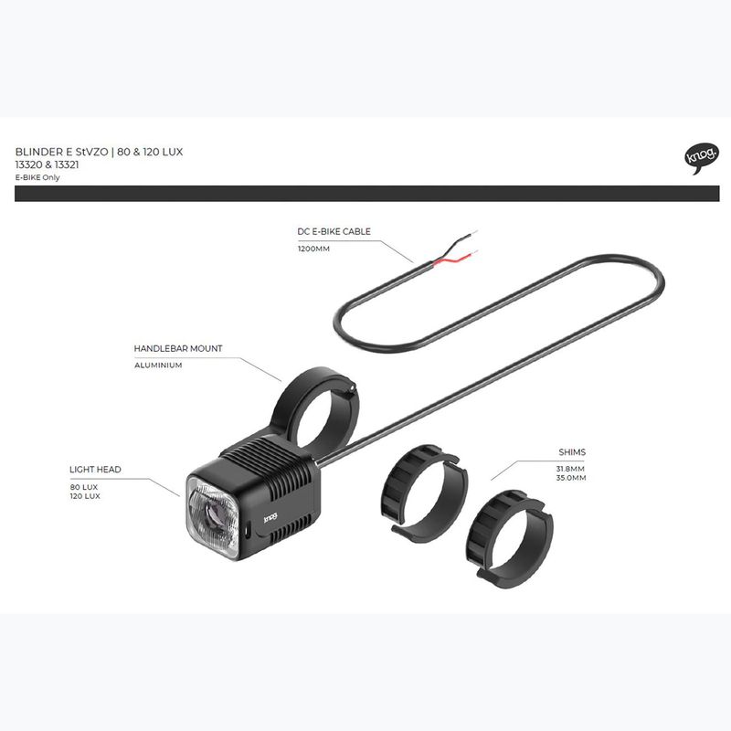 Knog Blinder E 120 Lux StVZO luce anteriore per bicicletta nera 4