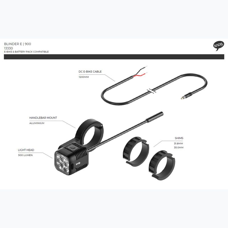 Knog Blinder E 900 luce anteriore per bicicletta nera 4