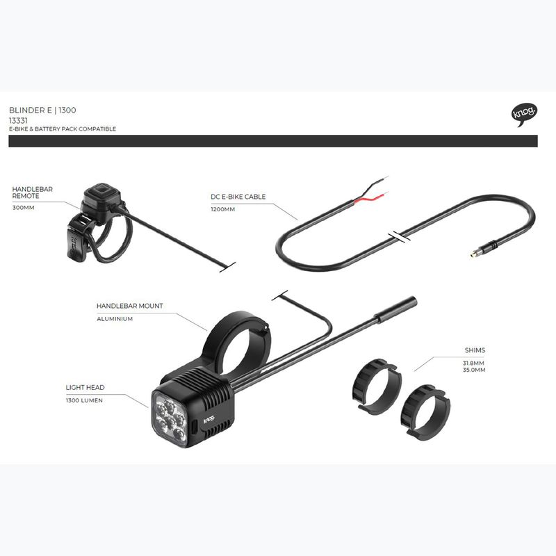 Knog Blinder E 1300 luce anteriore per bicicletta nera 4