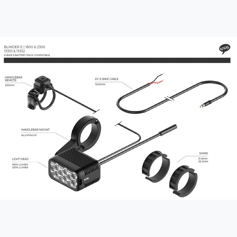 Knog Blinder E 1800 luce anteriore per bicicletta nera 5