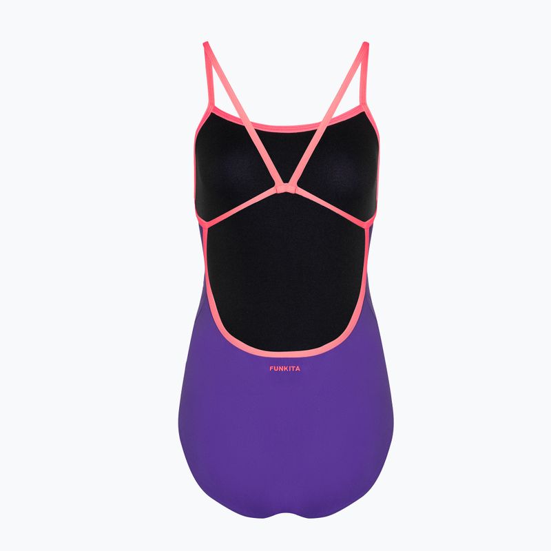 Costume da bagno intero con cinturino singolo Funkita da donna, viola punch 2